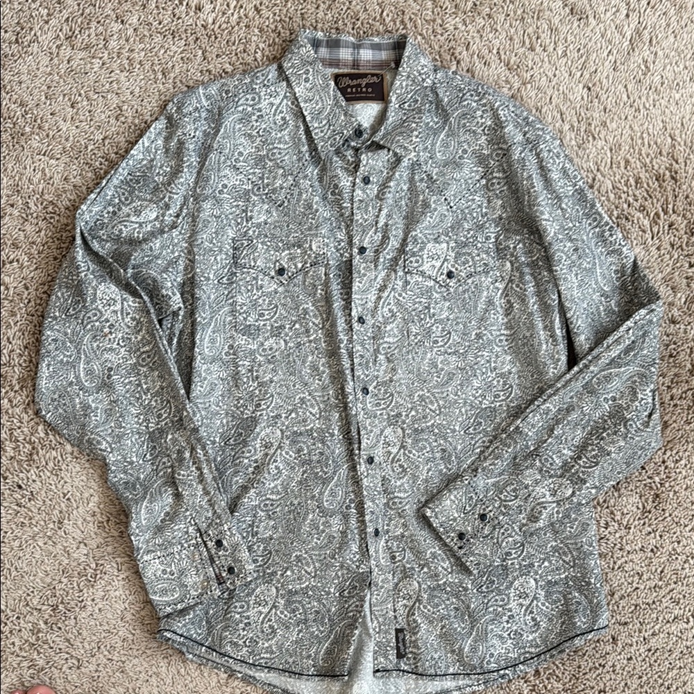 Wrangler Black and White Paisley Men's Shirt
